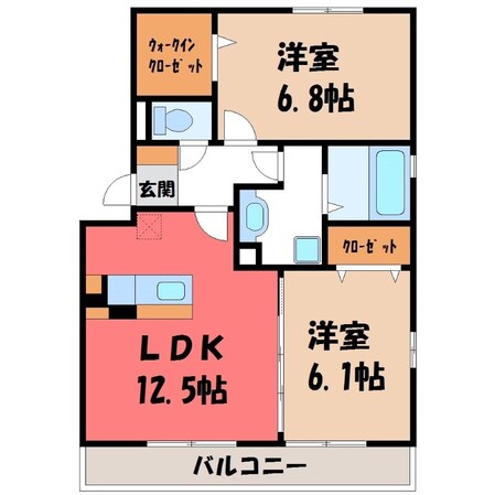 宇都宮駅 徒歩53分 3階の物件間取画像